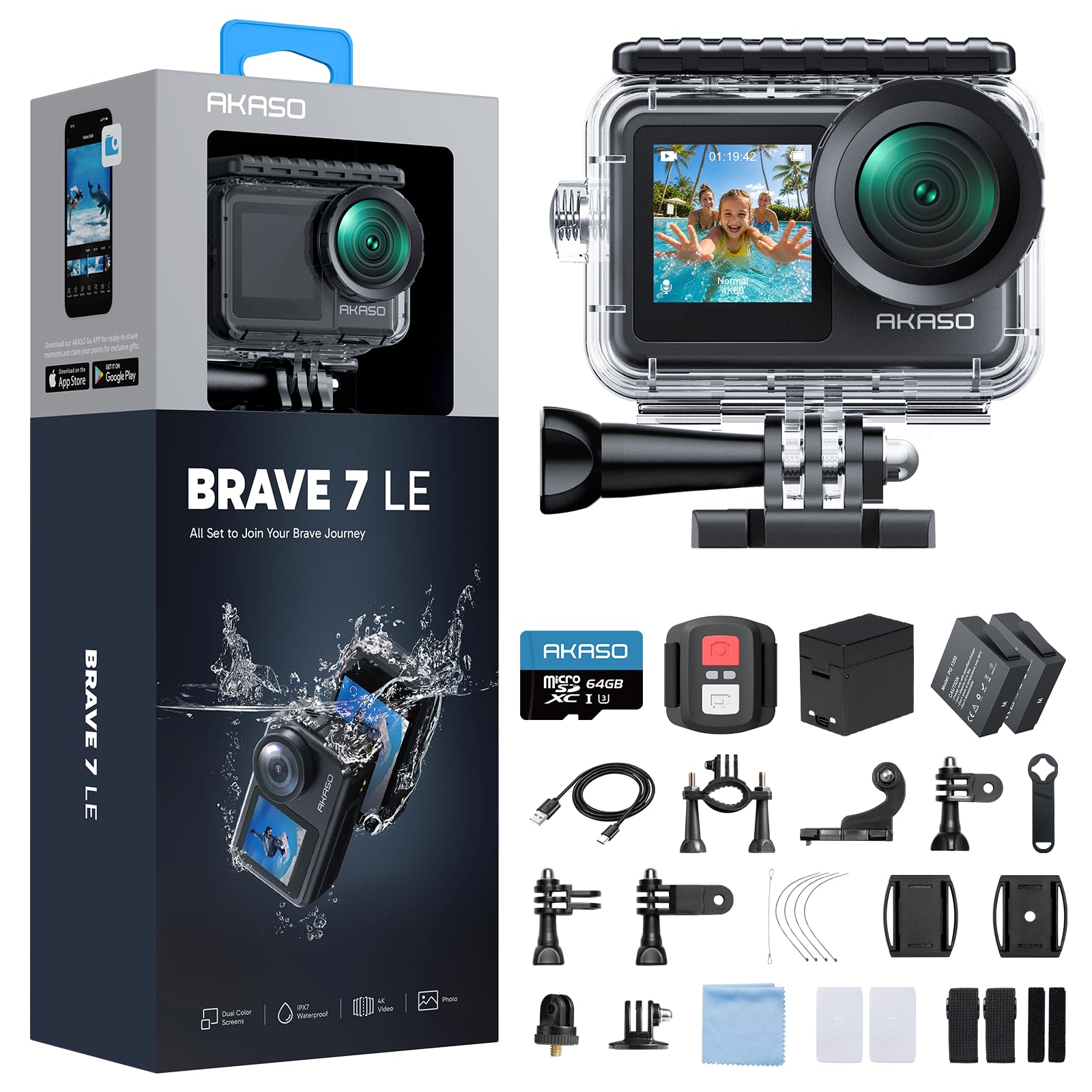 akaso-brave-7-le-action-cam-4k30fps-20mp-dual-screen image 1
