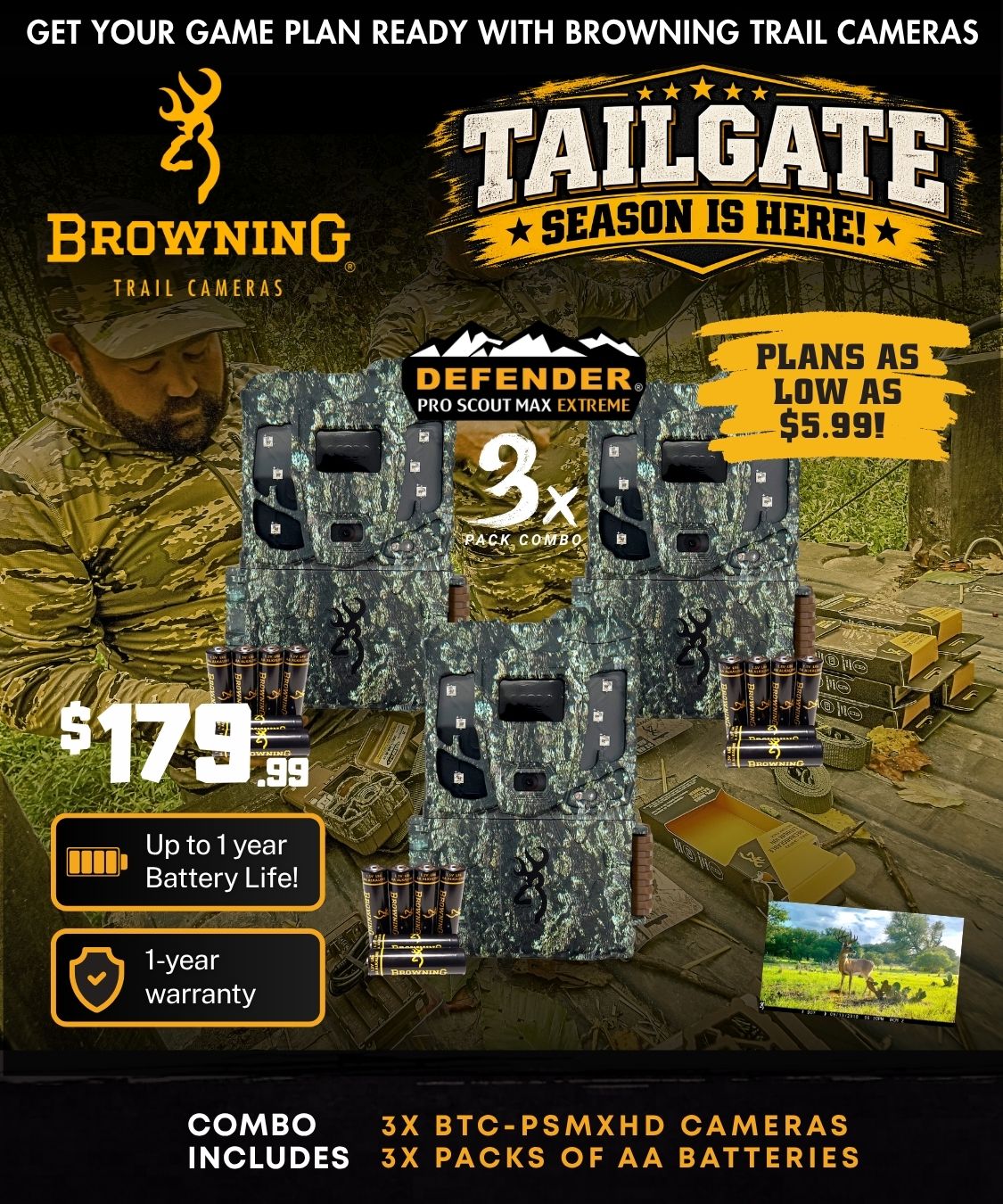 browning-trail-cameras-defender-pro-scout-max-extreme-hd-3er-pack-22-mp-wildkame image 1
