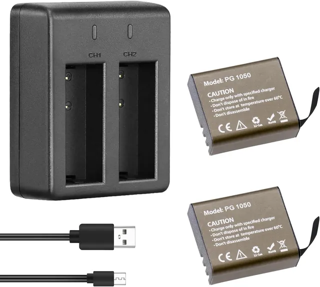 akaso-2x-1050mah-akku-mit-usb-dual-charger-f-r-ek7000 image 1
