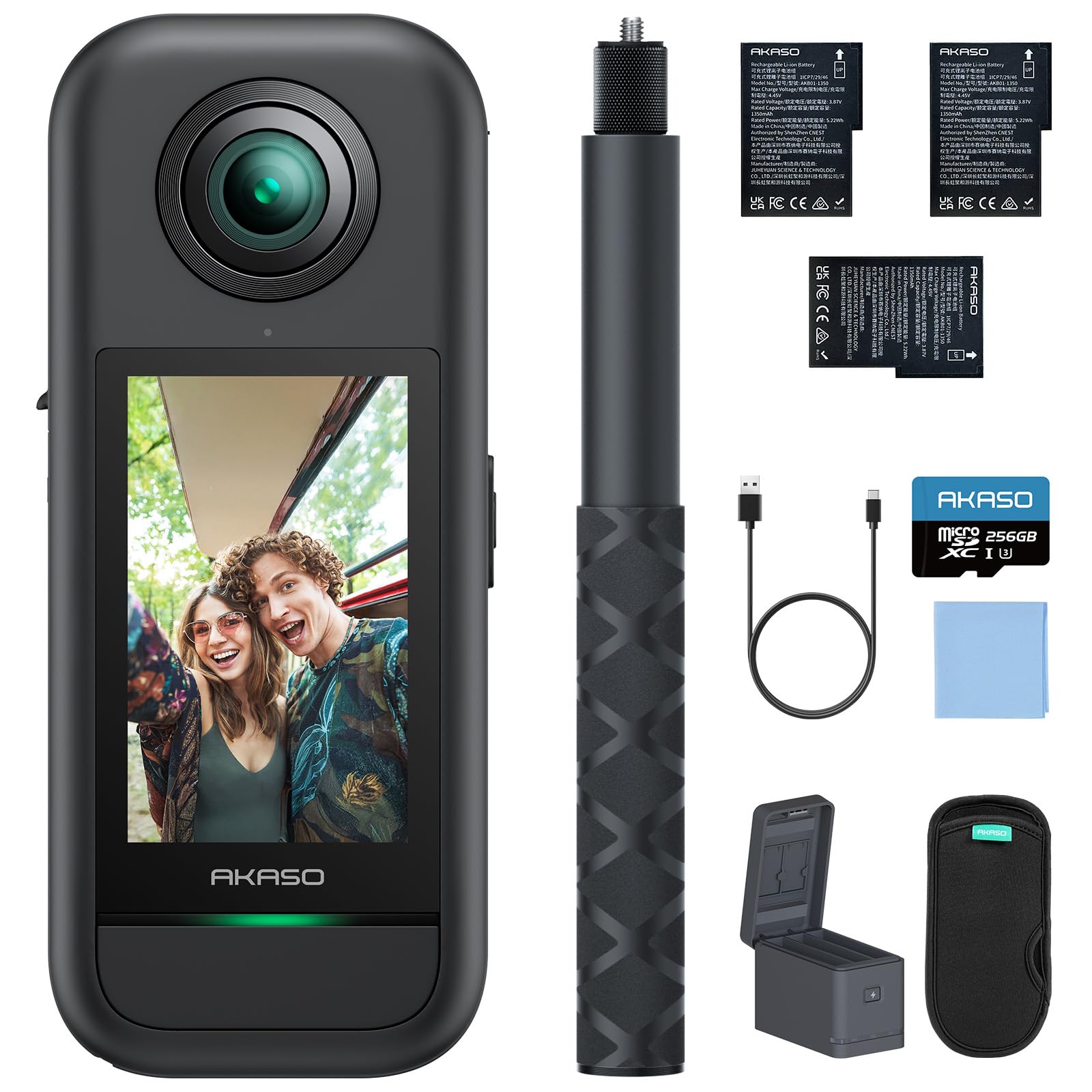 akaso-360-action-cam-creator-set-5-7k-72mp-mit-256gb-speicherkarte-und-selfie-st image 1