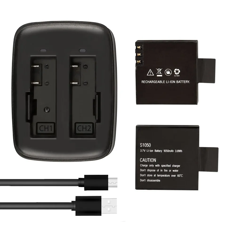 akaso-v50-elite-akku-set-2x-1050mah-mit-usb-doppelladeger-t image 1