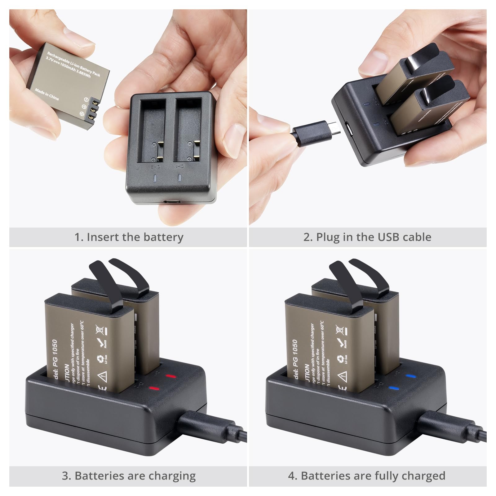 akaso-2x-1050mah-akku-mit-usb-dual-charger-f-r-ek7000 image 3