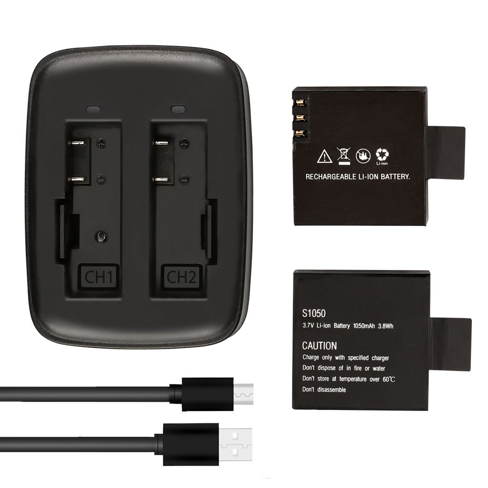akaso-v50-elite-akku-set-2x-1050mah-mit-usb-doppelladeger-t image 1