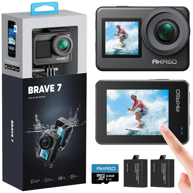 akaso-brave-7-actioncam-4k30-20mp-bundle-mit-64gb-microsdxc-2-akkus image 1