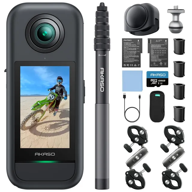 akaso-360-action-cam-motor-set-5-7k-72mp-mit-128gb-speicherkarte-und-selfie-stic image 1