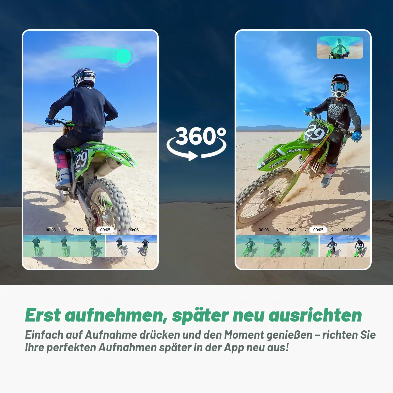 akaso-360-action-cam-motor-set-5-7k-72mp-mit-128gb-speicherkarte-und-selfie-stic image 7